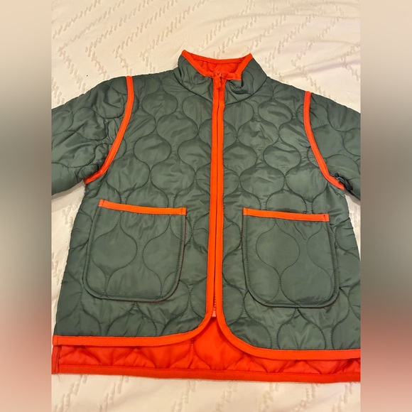 Free assembly Kids Quilted Jacket - Green and Orange. Unisex medium - Picture 2 of 8